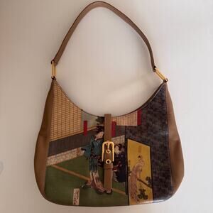 Icon Los Angeles Vintage Leather Geisha Painted Shoulder Bag Purse